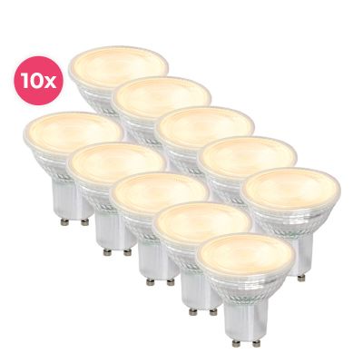 Balenie 10 ks priehľadných LED bodových žiaroviek GU10 Antonie, 3 Watt, 2700K (teplá biela)
