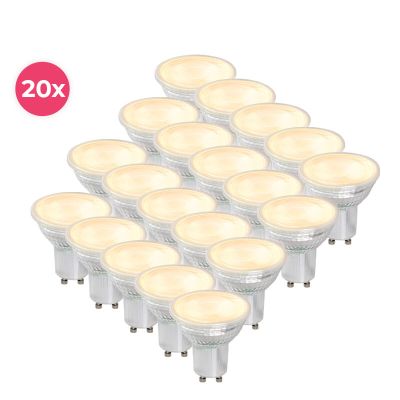 Balenie 20 ks priehľadných LED bodových žiaroviek GU10 Antonie, 3 Watt, 2700K (teplá biela)