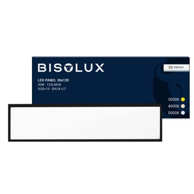 Čierny LED panel 120x30 cm - 100 lm/W - UGR<19 - Nastaviteľná biela - Podsvietenie