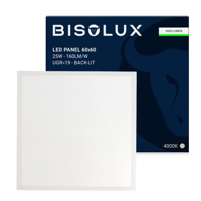 LED panel 60x60 - 25W - 4000K - UGR<19 - podsvietený