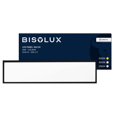 Čierny LED panel 120x30 cm - 125 lm/W - UGR<22 - Nastaviteľná biela - Bočné podsvietenie