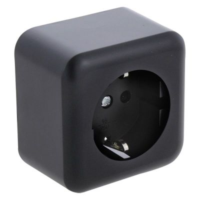 Namietková zásuvka Q-Link, 1-cestná, s detskou ochranou a uzemneným kontaktom, čierna