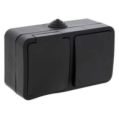 Kombinovaná zásuvka a vypínač Q-Link, odolný voči striekajúcej vode, uzemnenie