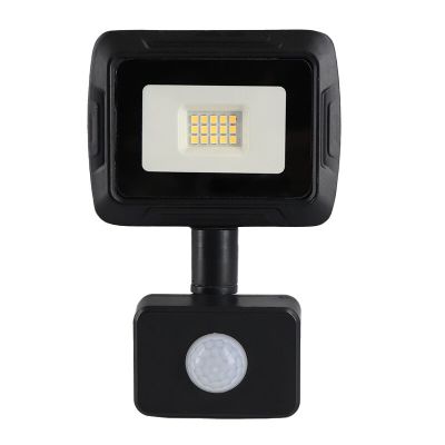 Hliníkový reflektor so senzorom čierny, Miro, 10 W, LED 3000 K, IP65