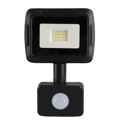 Hliníkový reflektor so senzorom čierny, Miro, 10 W, LED 6000 K, IP65