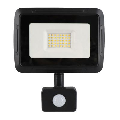 Hliníkový reflektor so senzorom čierny, Miro, 30 W, LED 3000 K, IP65
