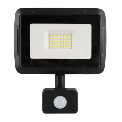 Hliníkový reflektor so senzorom čierny, Miro, 30 W, LED 6000 K, IP65