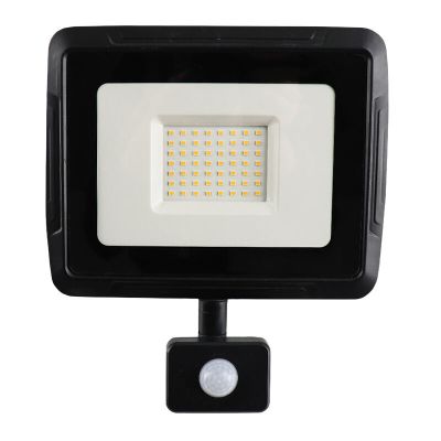 Hliníkový reflektor so senzorom čierny, Miro, 50 W, LED 3000 K, IP65
