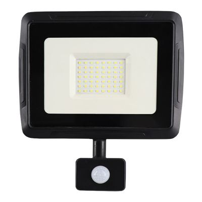 Hliníkový reflektor so senzorom čierny, Miro, 50 W, LED 6000 K, IP65