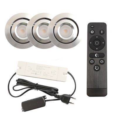 Hliníkové podhľadové svietidlo do altánku chrómové, Rona, 3 W, LED 2700 K, IP44, s diaľkovým ovládačom