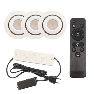 Hliníkové podhľadové svietidlo do altánku biele, Rona, 3 W, LED 2700 K, IP44, s diaľkovým ovládačom