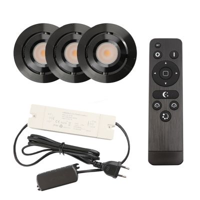 Hliníkové podhľadové svietidlo do altánku čierne, Rona, 3 W, LED 2700 K, IP44, s diaľkovým ovládačom