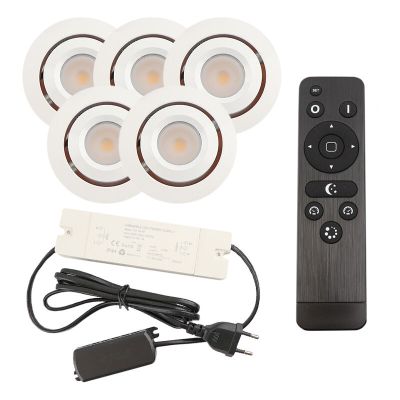 Hliníkové podhľadové svietidlo do altánku biele, Rona, 3 W, LED 2700 K, IP44, s diaľkovým ovládačom