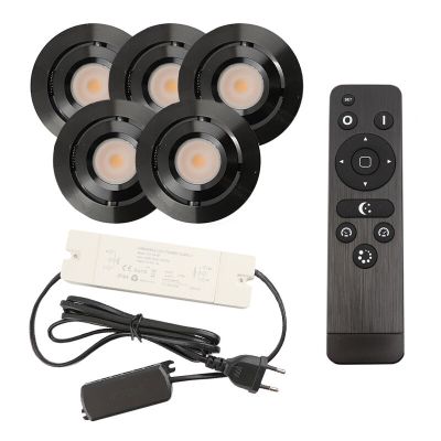 Hliníkové podhľadové svietidlo do altánku čierne, Rona, 3 W, LED 2700 K, IP44, s diaľkovým ovládačom