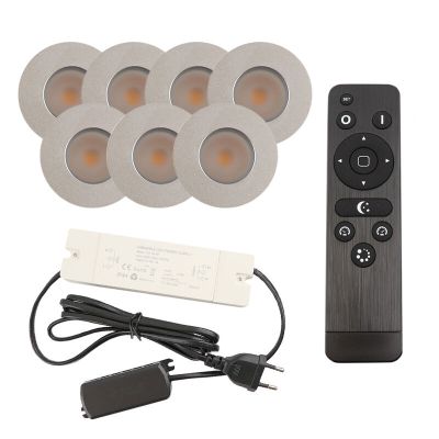 Hliníkové podhľadové svietidlo do altánku chrómové, Dico, 3 W, LED 2700 K, IP65, s diaľkovým ovládačom