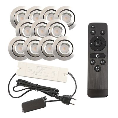 Hliníkové podhľadové svietidlo do altánku chrómové, Rona, 3 W, LED 2700 K, IP44, s diaľkovým ovládačom