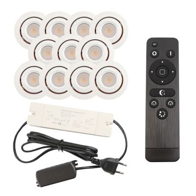 Hliníkové podhľadové svietidlo do altánku biele, Rona, 3 W, LED 2700 K, IP44, s diaľkovým ovládačom
