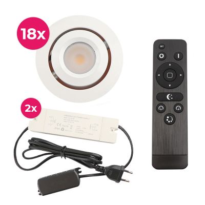 Hliníkové podhľadové svietidlo do altánku biele, Rona, 3 W, LED 2700 K, IP44, s diaľkovým ovládačom