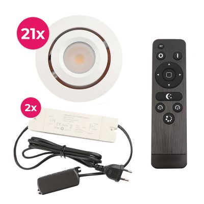 Hliníkové podhľadové svietidlo do altánku biele, Rona, 3 W, LED 2700 K, IP44, s diaľkovým ovládačom