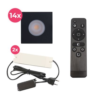 Hliníkové podhľadové svietidlo do altánku čierne, Dico, 42 W, LED 2700 K, IP65, s diaľkovým ovládačom