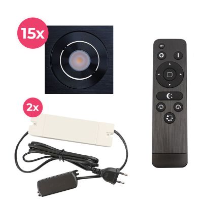 Hliníkové podhľadové svietidlo do altánku čierne, Rona, 45 W, LED 2700 K, IP44, s diaľkovým ovládačom