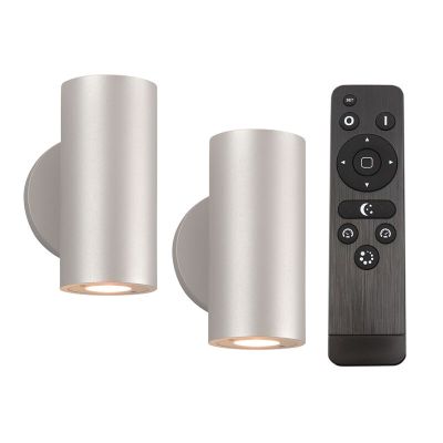 Hliníkové up down nástenné svietidlo strieborné, Salar, 3 W, LED 2700 K, IP44, s diaľkovým ovládačom