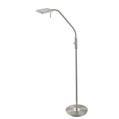 Niklová stojaca lampa moderná, Robin, 12 W, LED 3000 K, s dotykovým stmievačom