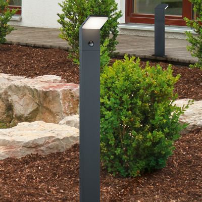 Antracitý záhradný stĺpik so senzorom pohybu moderný, Solana, 9 W, LED 3000 K, IP54
