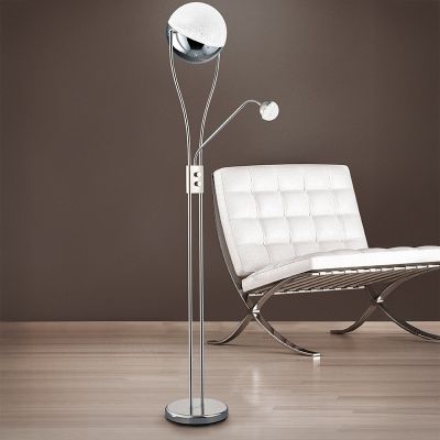 Chrómová stojaca lampa retro, Xelly, 22 W, LED 3000 K, s vypínačom