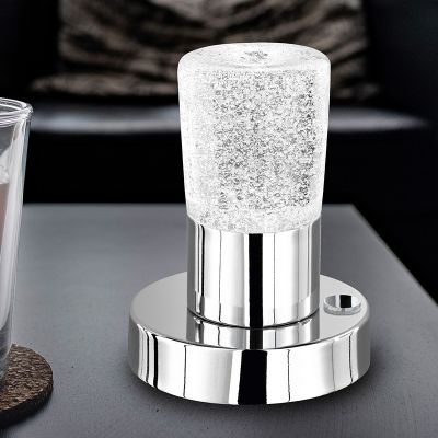 Chrómová stolová lampa klasická, Merle, 4,3 W, LED 3000 K, s vypínačom