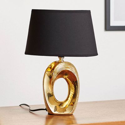Keramická stolová lampa zlatá, Moldrup, s vypínačom