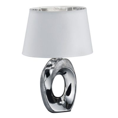 Keramická stolová lampa strieborná, Moldrup, s vypínačom