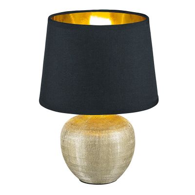 Keramická stolová lampa zlatá, Yet, s vypínačom