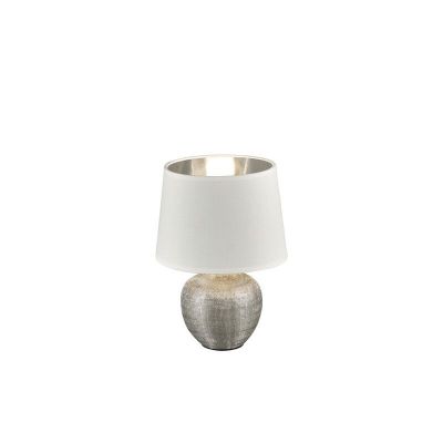 Keramická stolová lampa strieborná, Yet, s vypínačom
