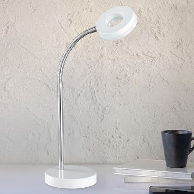 Biela lampa na písací stôl moderná, Daley, 4 W, LED 3000 K, s vypínačom
