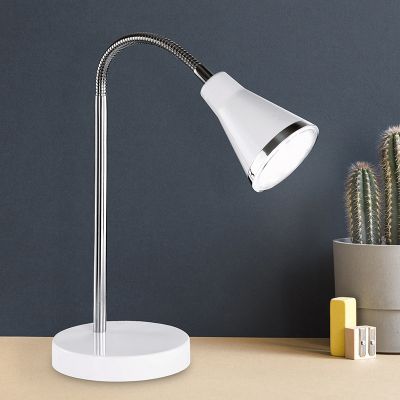 Biela lampa na písací stôl plastová, Taimi, 3,8 W, LED 3000 K, s vypínačom