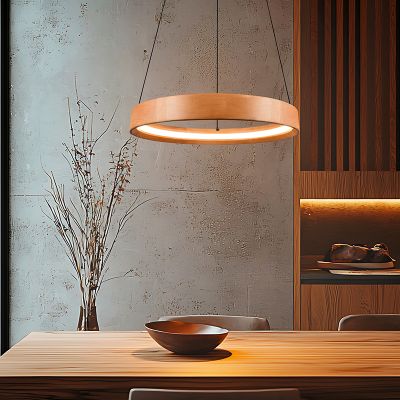 Drevené visiace svietidlo moderné, Nassima, 28 W, LED 3000 K, s 3-stupňovým stmievačom