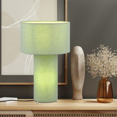 Zelená stolová lampa textílná, Denilson, s vypínačom