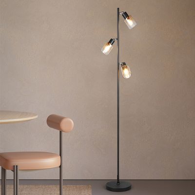 Čierna stojaca lampa moderná, Constantijn, s vypínačom