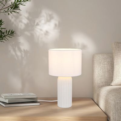 Keramická stolová lampa biela, Nannette, s vypínačom