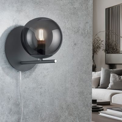 Antracité nástenné svietidlo moderné, Silkis, s vypínačom
