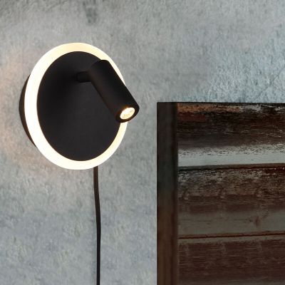 Čierne nástenné svietidlo moderné, Sirias, 5 W, LED 3000 K, s vypínačom