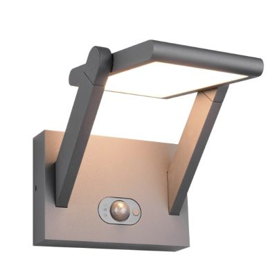 Antracité solárne vonkajšie nástenné svietidlo moderné, Maku, 5 W, LED white switch, IP65