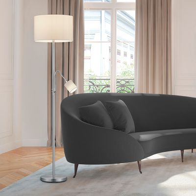 Niklová stojaca lampa moderná, Ledbury, s vypínačom