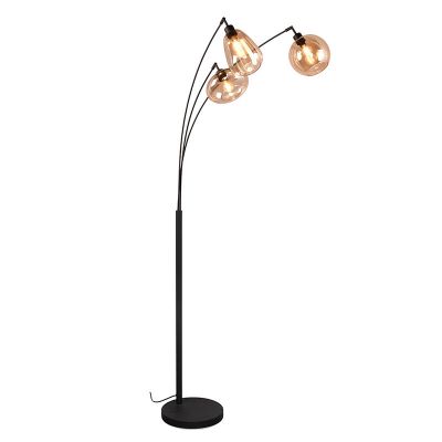 Jantárová stojaca lampa dizajnová, Sybren, s vypínačom