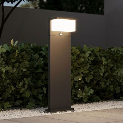 Antracitý záhradný stĺpik so senzorom pohybu moderný, Slimane, 13 W, LED 3000 K, IP54