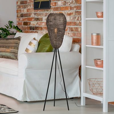 Mosadzná stojaca lampa rustikálna, Mohcine, s vypínačom