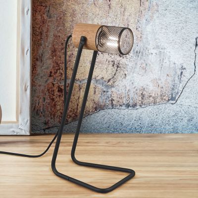 Čierna stolová lampa vintage, Jessica, s vypínačom