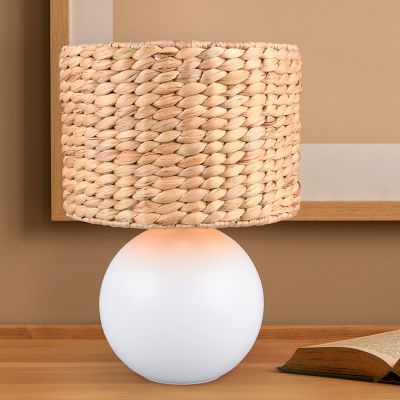 Hnedá stolová lampa rustikálna, Minouk, s vypínačom