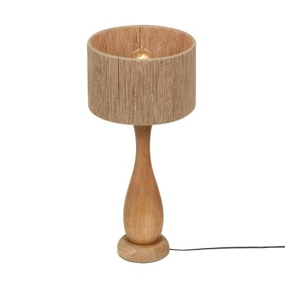 Drevená stolová lampa rustikálna, Mucahit, s vypínačom